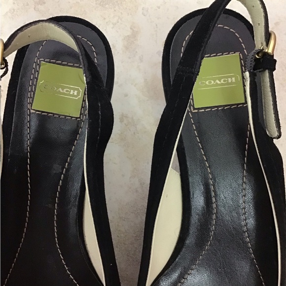 Coach Black Suede Sandra Made in Italy kitten heels size 6 1/2 . - Picture 4 of 8